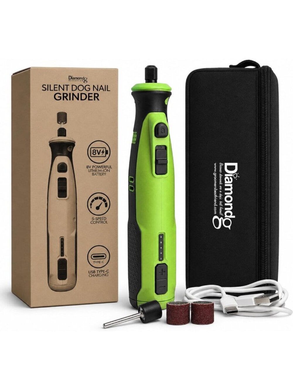Quiet Cordless Dog Nail Grinder with LED Light - Safe, Easy, and Efficient
